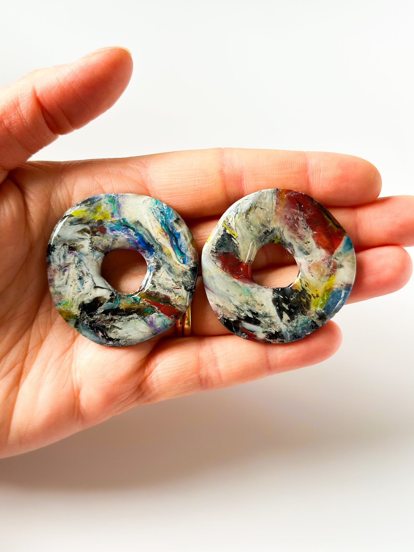 Mixed Earth Marble Studs - One of a kind earrings