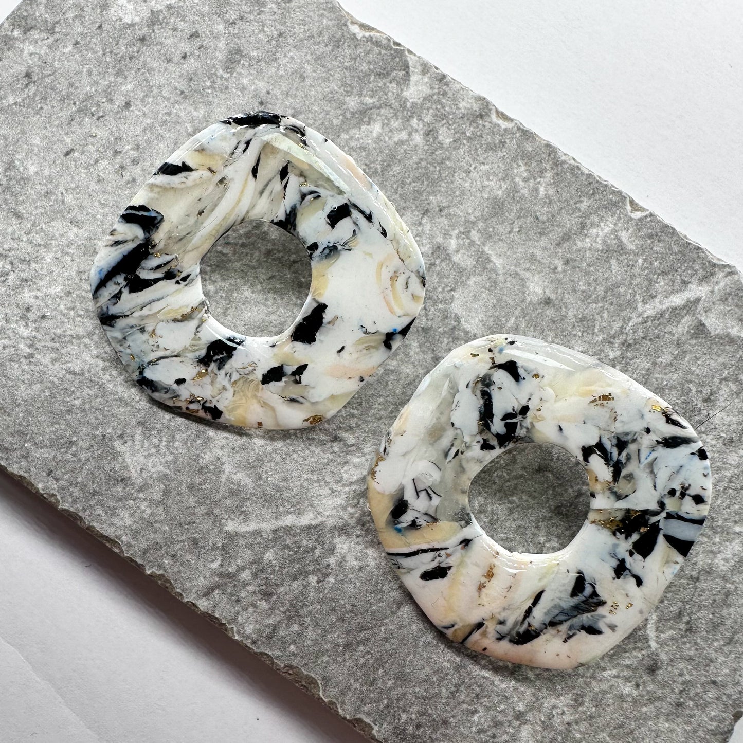 Marble Organic Donut Studs - One of a kind earrings