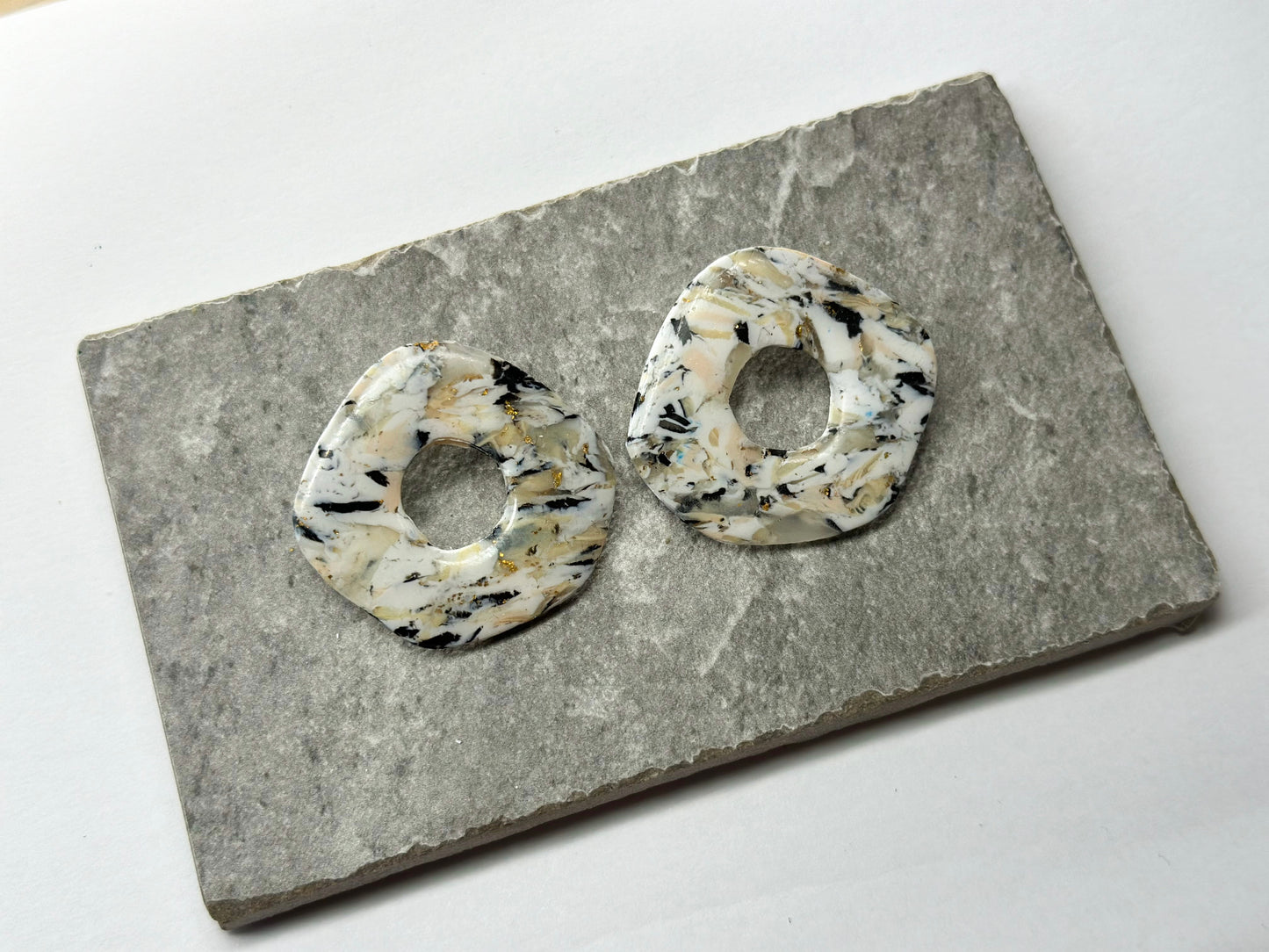 Marble Organic Donut Studs - One of a kind earrings