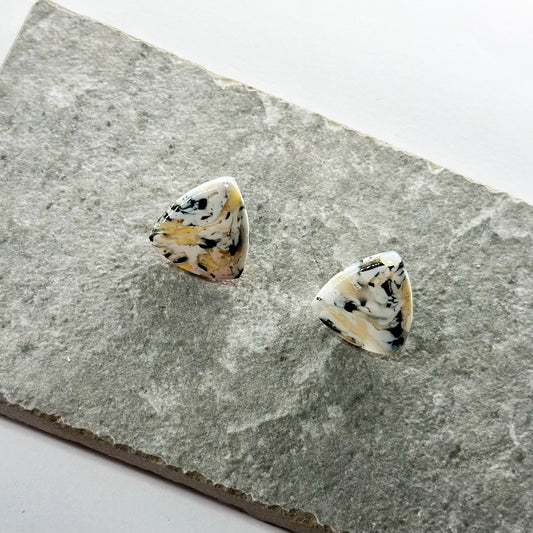 Marble Curved Triangle Studs - One of a kind earrings