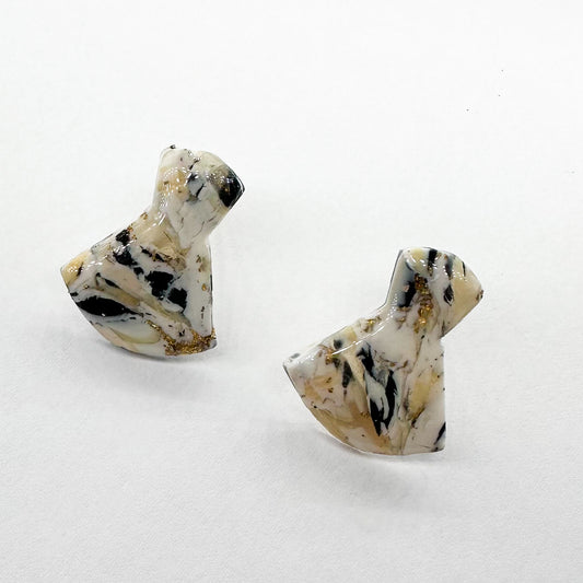 Marble Geometrical Studs - One of a kind earrings